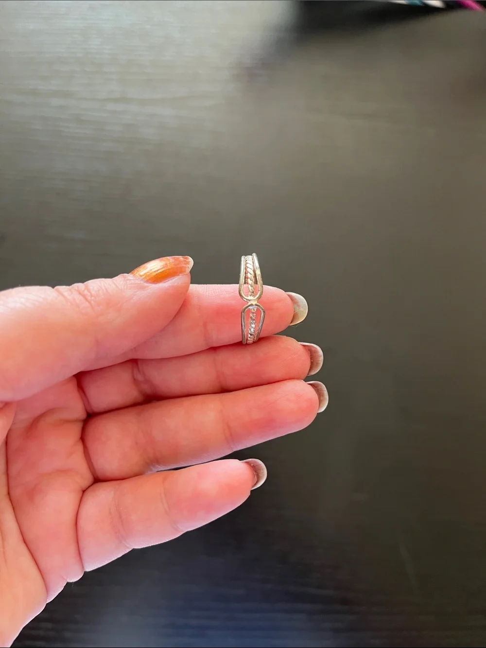 Silver Tone Twisted Rope Band Ring – Unmarked Vintage Style